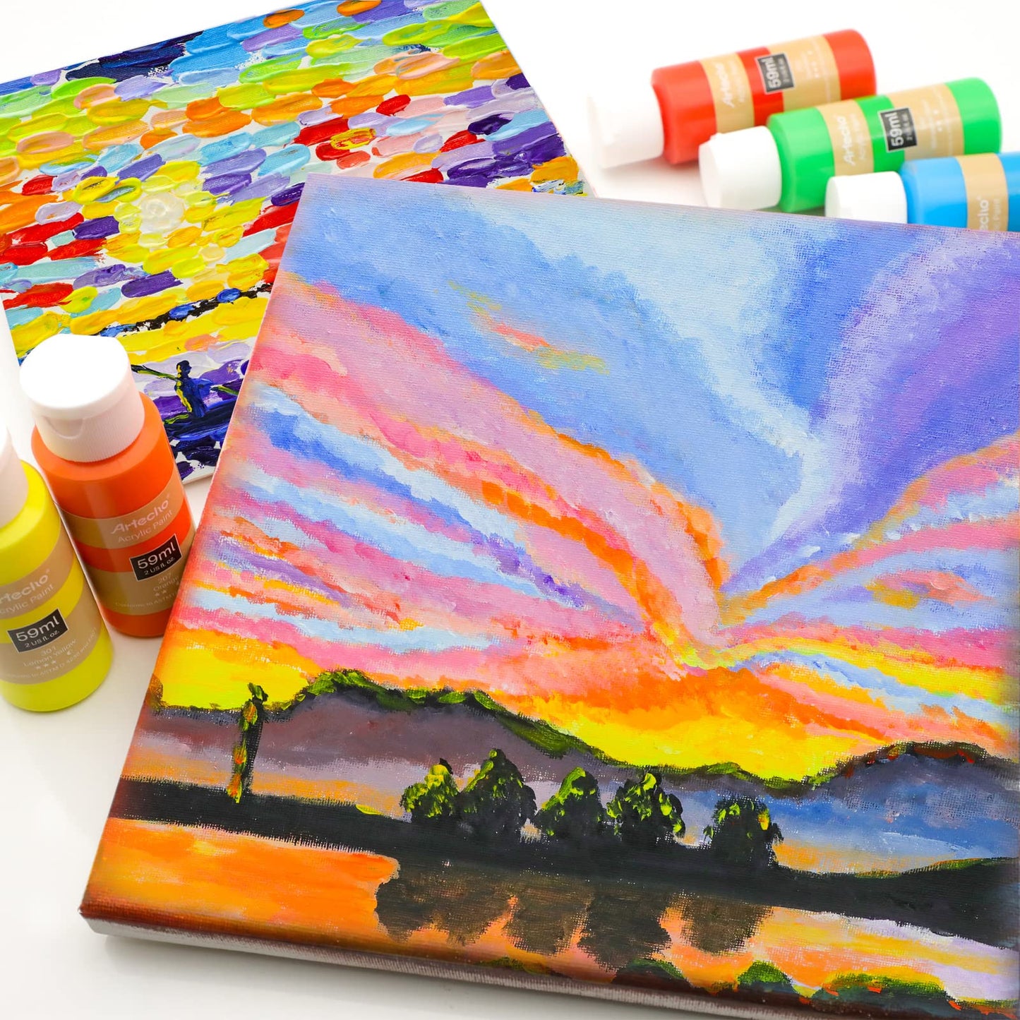 Acrylic Paint Set - 24 Colors, 2oz/59ml, Art Craft Paint for Canvas, Rocks, Wood, Fabric and Ceramic, Non-Toxic, Suitable for Artists, Students, Beginners and Adults