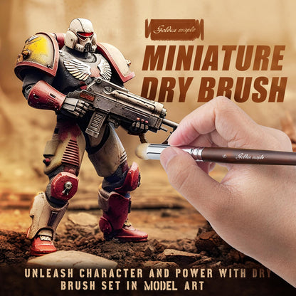 Detail Paint Brushes Dry Brushes, Golden Maple 10PC Flat Miniature Dry Paint Brushes Fine Detail Paint Brush Set for Acrylic, Oil, Watercolor & Figurine