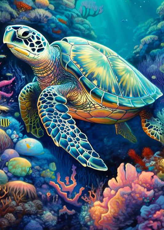 Sea Turtle Diamond Art Painting Kits for Adults, Full Drill Diamond Dots Paintings for Beginners, Round 5D Paint with Diamonds Pictures Gem Art Painting Kits DIY Crafts Kits 12x16inch