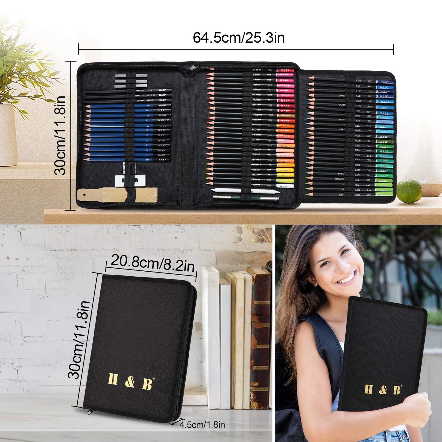 Sketching and Drawing Colored Pencils Set 96-Pieces,Art Supplies Painting Graphite Professional Art Pencils Kit,Gifts for Teens & Adults Drawing Charcoal Tool Set