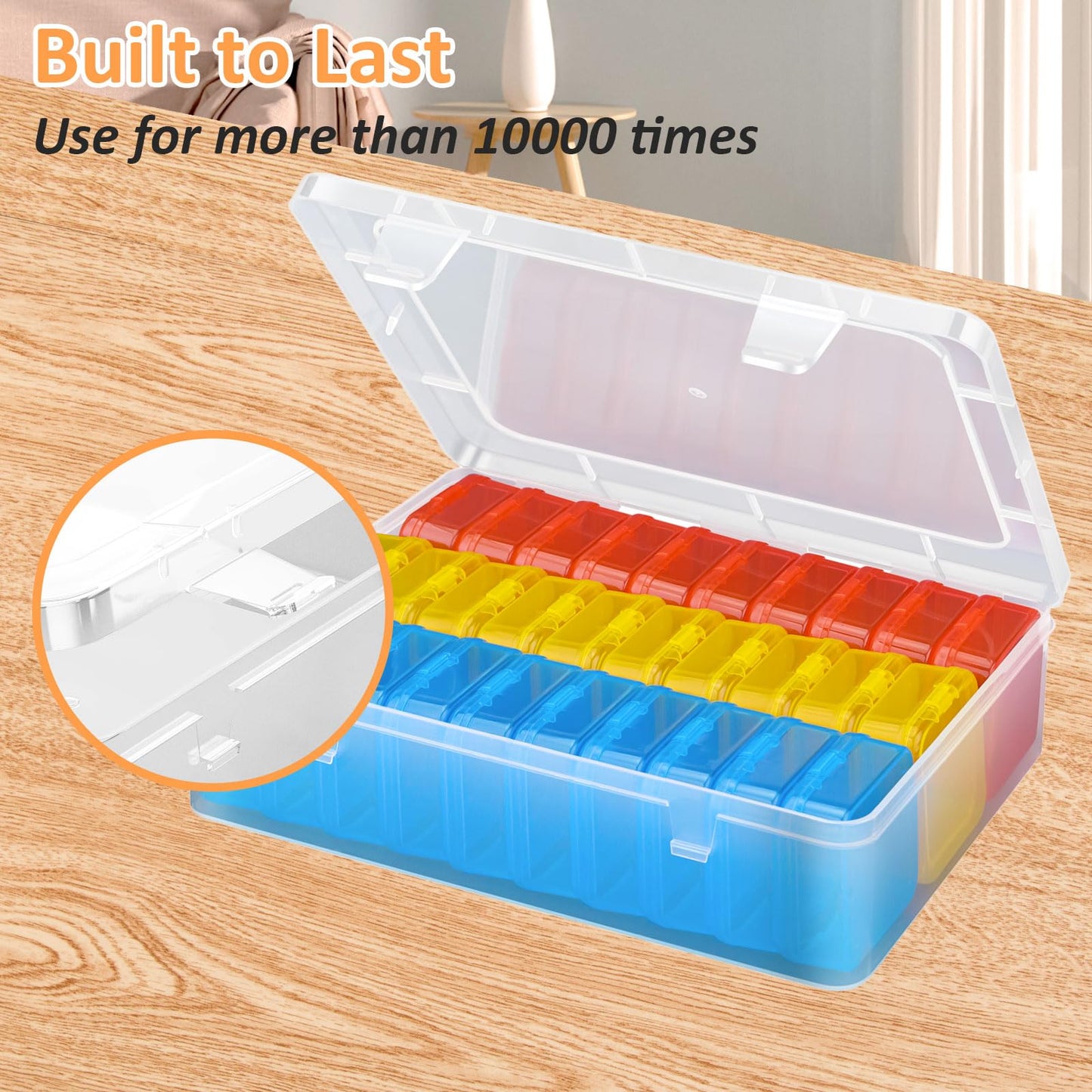 Bead Organizer Box(Red,Yellow,Blue), 31Pcs Small Bead Organizers and Storage Plastic Cases Mini Clear Containers Boxes with Hinged Lid and Rectangle for Bracelet Making DIY Jewelry Craft