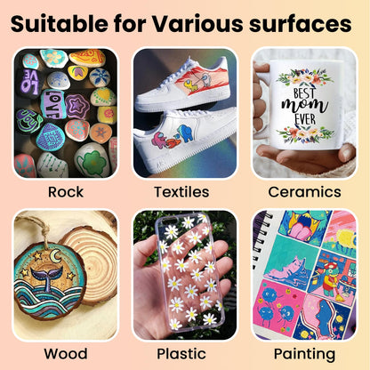 18 Colors Acrylic Paint Pens Markers, Dual Tip Markers With Medium Tip and Brush Tip for Rock Painting, Wood, Ceramic, Fabric, Canvas, Easter Eggs, Pumpkin Kit, DIY Crafts