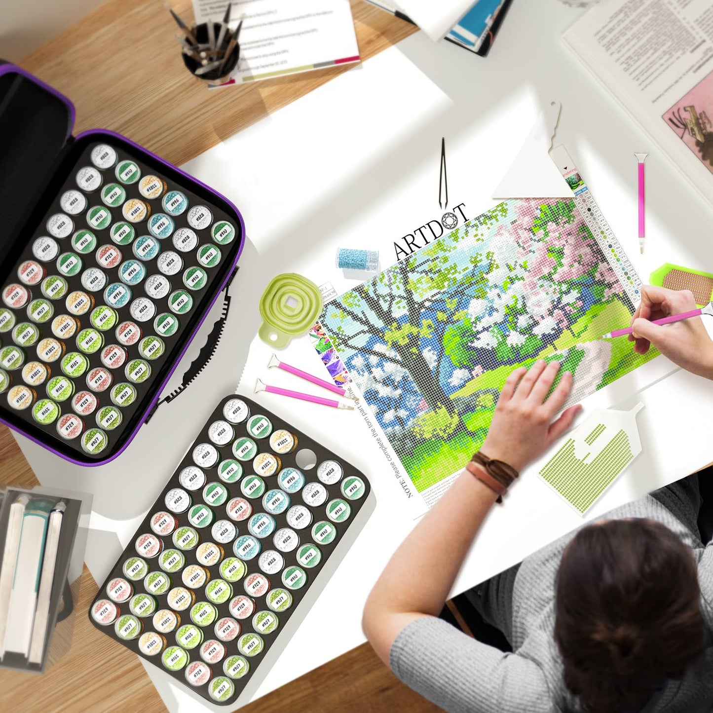 120 Slots Storage Container for Diamond Art Kits for Adults,Portable Bead Storage Boxes for Diamond Painting Accessories and Tools