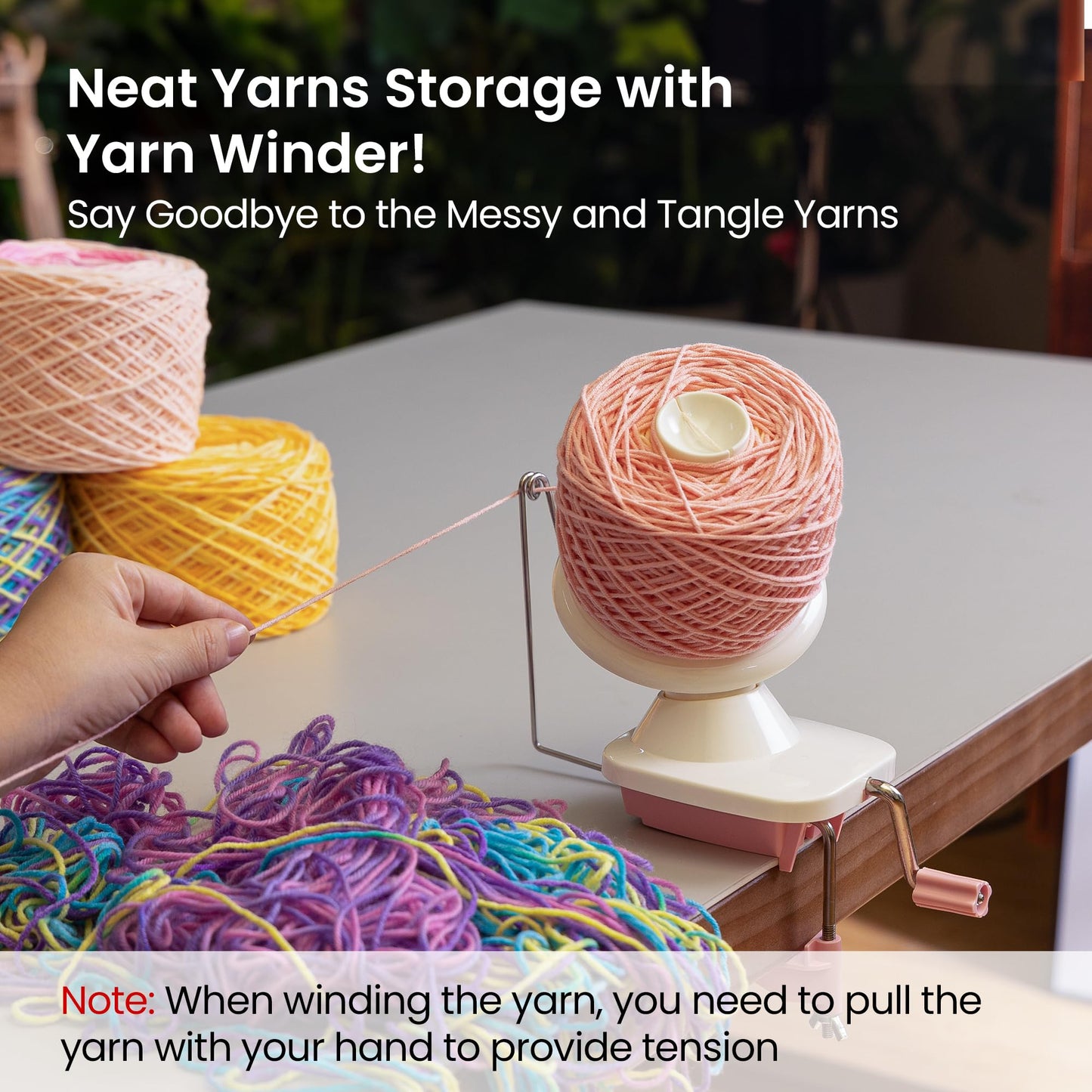 Yarn Winder, Ball Winder for Crocheting and Knitting, Ideal Gifts for Women's Day, Hand Operated Winder for Yarn Storage, Included Scissors and Storage Pouches