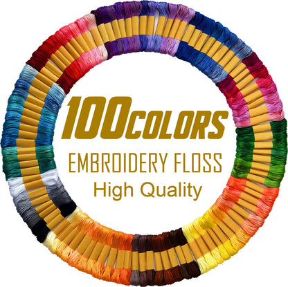 100 Skeins Per Pack -Embroidery Floss - Cross Stitch Threads - Friendship Bracelets Floss - Crafts Floss