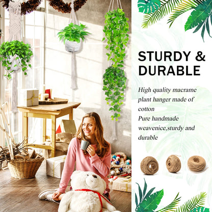 Macrame Plant Hanger,7 Pack Plant Hanger Indoor Hanging Planters with 7Pcs Ceiling and S Hooks-Handmade Macromay Plant Hangers Outdoor Macrame Plant Holder for Boho Home Decor