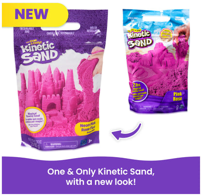 2lbs Pink Play Sand, Moldable Sensory Toys for Kids, Resealable Bag (Packaging May Vary), for Ages 3 and up