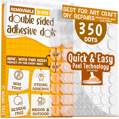 Double Sided Tape Sticky Dot Stickers 280, 350, 450, 550 or 700 Pack Removable Putty No Trace Clear Sticky Tack Waterproof Small Stickers for Festival Decoration Picture (350 Sticky Dots)