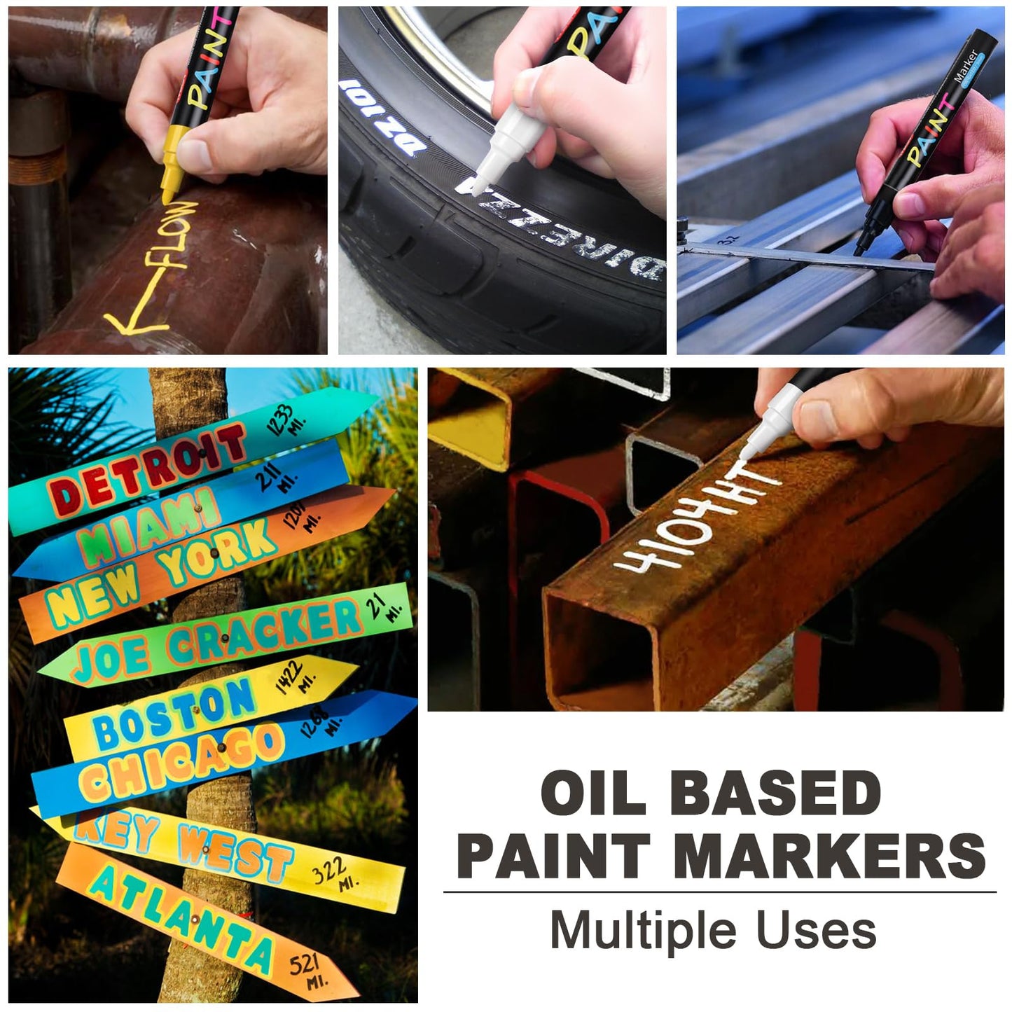 Paint Pens Paint Markers, 20 Colors Oil-Based Waterproof Marker Pen Set, Never Fade Quick Dry and Permanent, Works on Rocks Painting, Wood, Fabric, Plastic, Canvas, Glass, Mugs