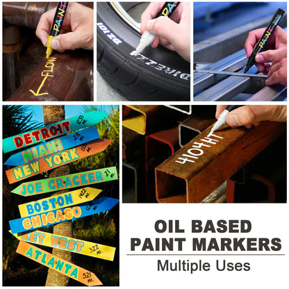 Paint Pens Paint Markers, 20 Colors Oil-Based Waterproof Marker Pen Set, Never Fade Quick Dry and Permanent, Works on Rocks Painting, Wood, Fabric, Plastic, Canvas, Glass, Mugs