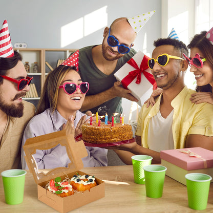 24pcs 8x6x2.5 Inches Cookie Boxes, Bakery Boxes with 3 Style Window, Treat Boxes, Pastry Pie Boxes for Chocolate Strawberries, Donuts, Cupcakes, Muffins and Dessert