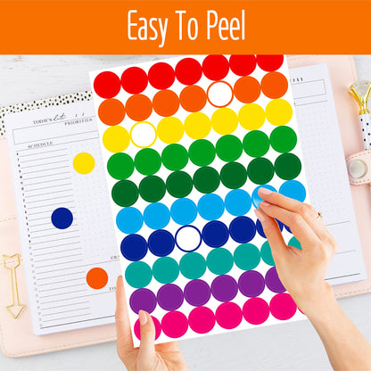 1050 PCS Colored Dot Sticker, 10 Bright Color Round Polka Circle Labels for Warehouse, Retail, Home Organization, Classroom, Office, Food Service and Medical (Each Measure 3/4")