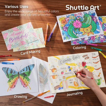 Gel Pens, 120 Pack Gel Pen Set 60 Colored Gel Pen with 60 Refills for Adults Coloring Books Drawing Doodling Crafts Scrapbooking Journaling