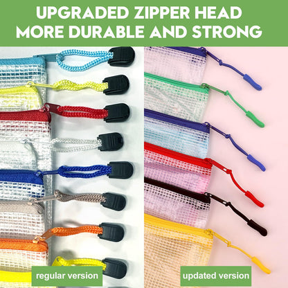 24pcs Mesh Zipper Pouch Bags - A4 Zipper Bags for Classroom Organization, Board Game & Puzzle Storage