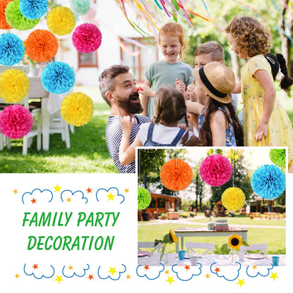 Tissue Pom Pom Paper Flower Ball Party Decorations - 15 Pcs 10, 12, 14 Inch -for Wedding, Birthday, Bridal Shower, Bachelorette, Baby Gift Shower