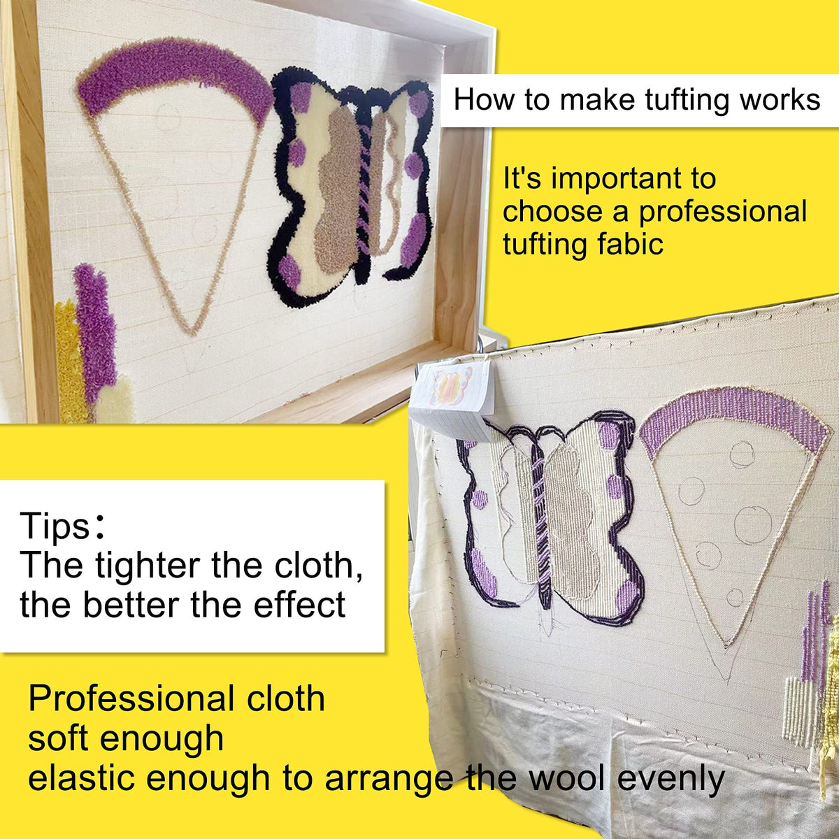 Primary Tufting Cloth with Marked Lines, Large Size Needlework Fabric, Monk's Cloth for Tufting Gun, Rug-Punch, Punch Needle, 45''x45''