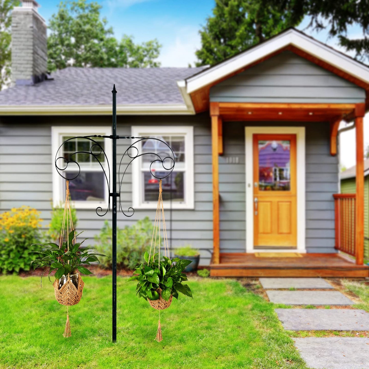 2 Packs Jute Crochet Long Plant Hanger for 3 Inch to 12 Inch Pots, Macrame Plant Holder Rope with 2 S Shaped Hooks for Halloween Home Decor(Brown)