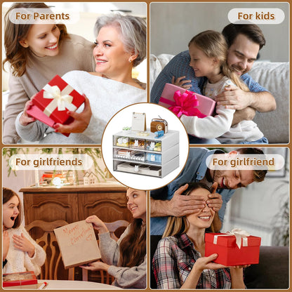 Desk Organizer with 6 Drawers, 3 Tier Stackable Storage Drawers Plastic Makeup Storage, Office Organizers and Storage, Desk Storage Box for Office, School, Home