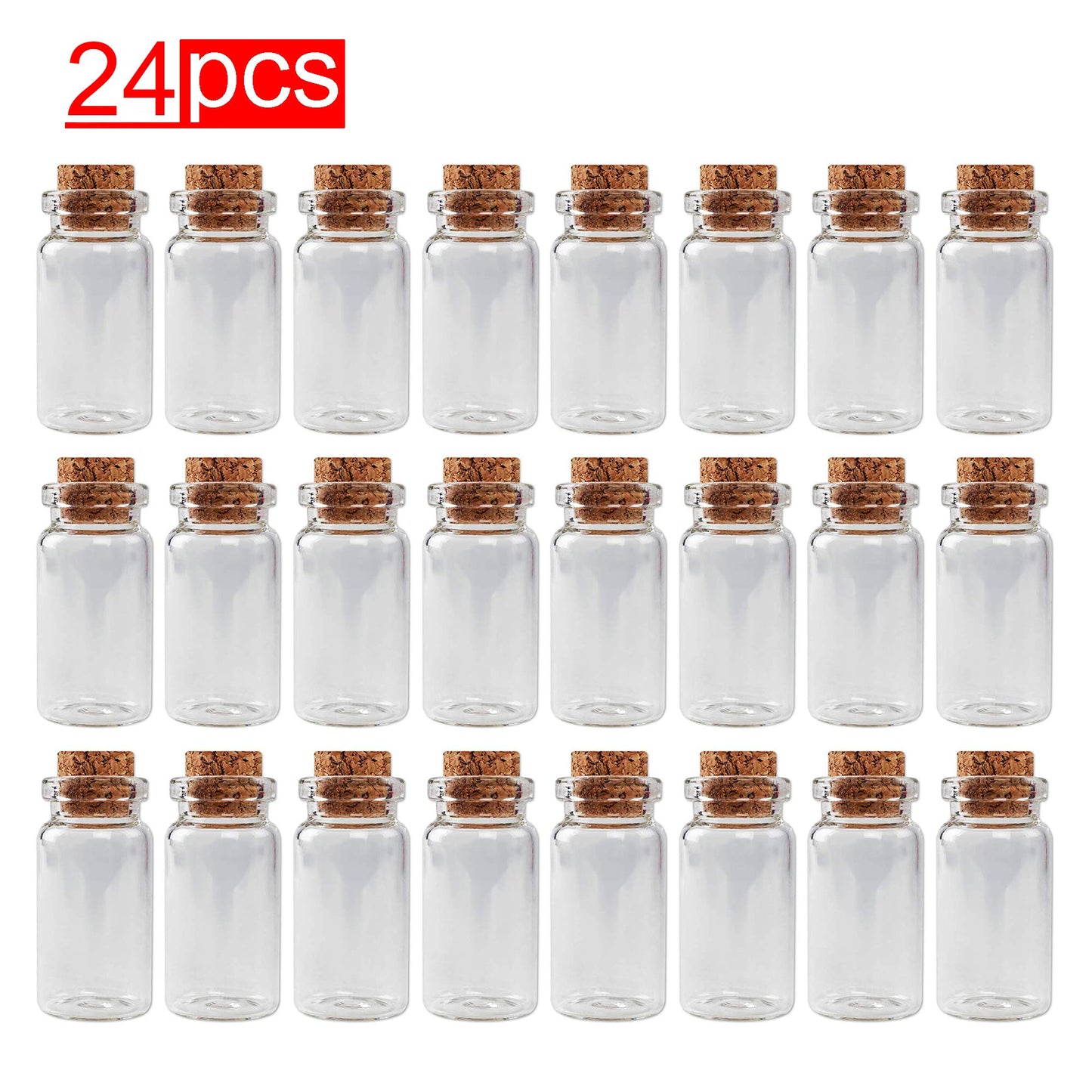Outlet Mini Clear Glass Jars Bottles with Cork Stoppers for Arts & Crafts, Projects, Decoration, Party Favors - Size: 1-1/2" Tall X 3/4 Inches Diameter (24 Count)