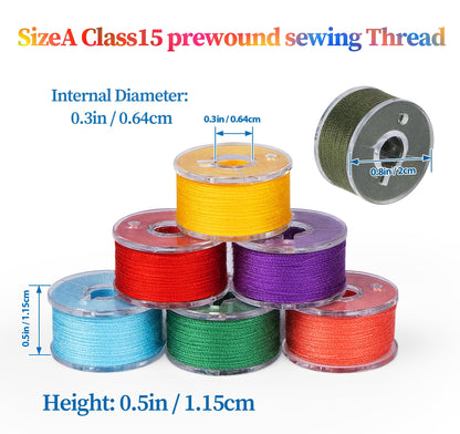 210 Pcs Prewound Bobbin Thread, 36 Colors Sewing Thread, Polyester Thread, SizeA Class15 Bobbin Singer/Brother/Janome/Embroidery Machine
