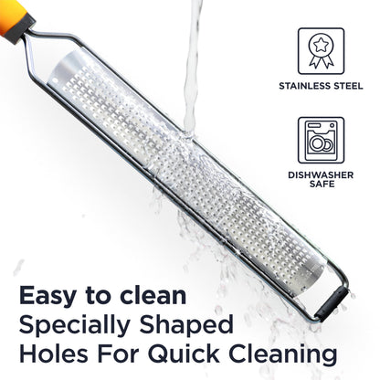 PRO Citrus Lemon Zester & Cheese Grater — Parmesan Cheese, Lemon, Ginger, Garlic, Nutmeg, Chocolate, Vegetables, Fruits - Razor-Sharp Stainless Steel Blade + Protect Cover - Dishwasher Safe
