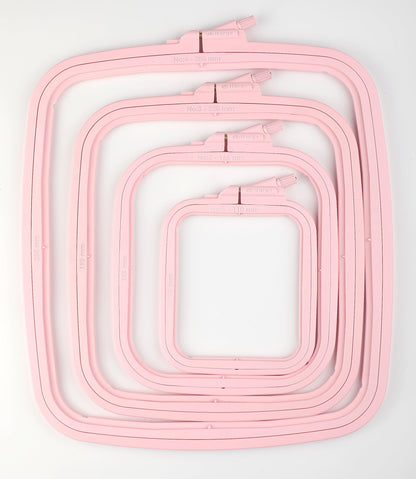 Pink 4 Pcs Set Plastic Square Embroidery Hoop, Cross Stitch Hoops, Punch Needle Hoop , DIY Craft Sewing,ABS Plastic Embroidery Hoops