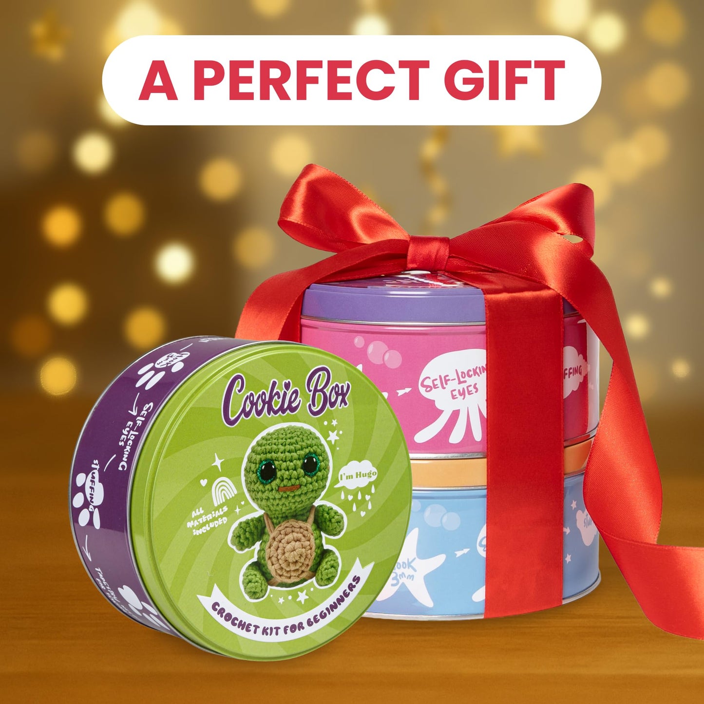 Crochet Kit for Beginners - Learn to Craft Amigurumi Stuffed Animals - Knitting Gift for Kids (13+) and Adults - Beginner-Friendly Yarn - Stitch-by-Stitch Video Tutorial - Turtle Hugo