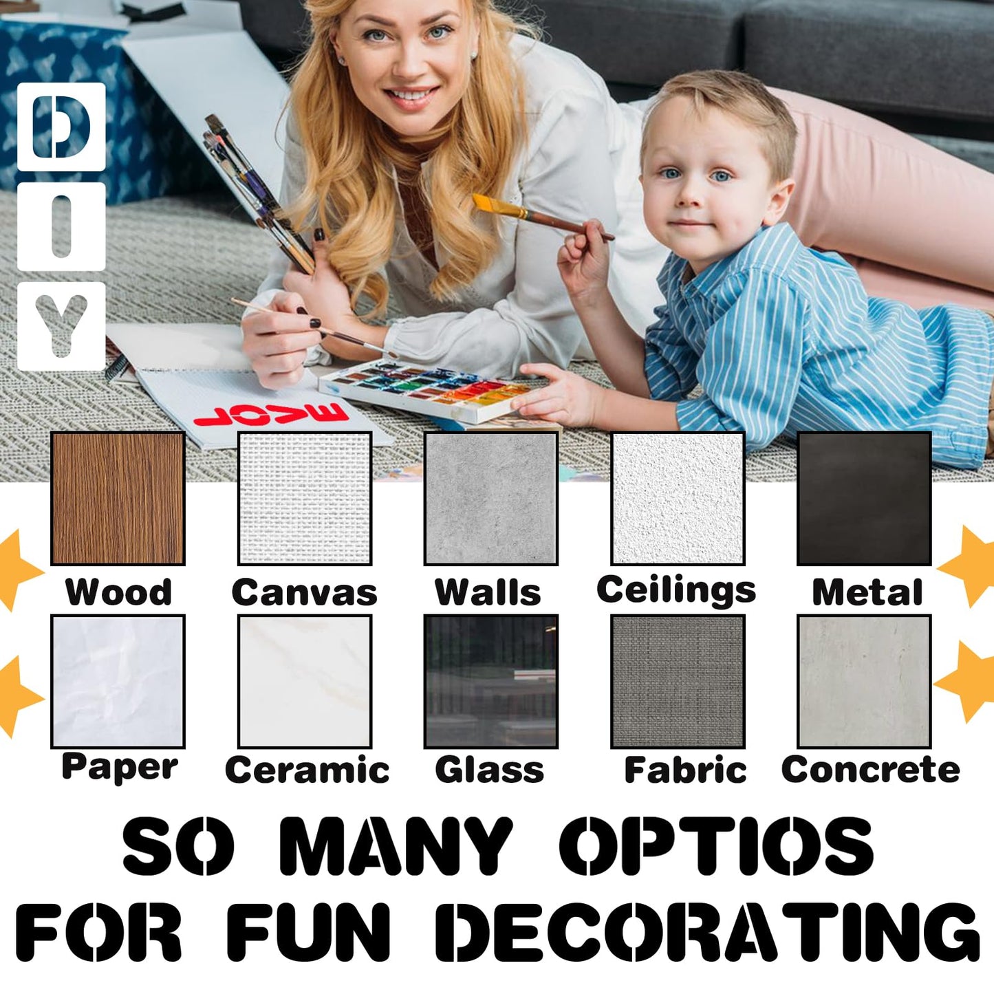 6 Inch Letter and Number Stencils, 36 Pcs Reusable Plastic Alphabet Spray Paint Stencils for Painting on Wood, Wall, Fabric, Rock, Chalkboard, Door Porch, Signage, DIY Craft Decoration