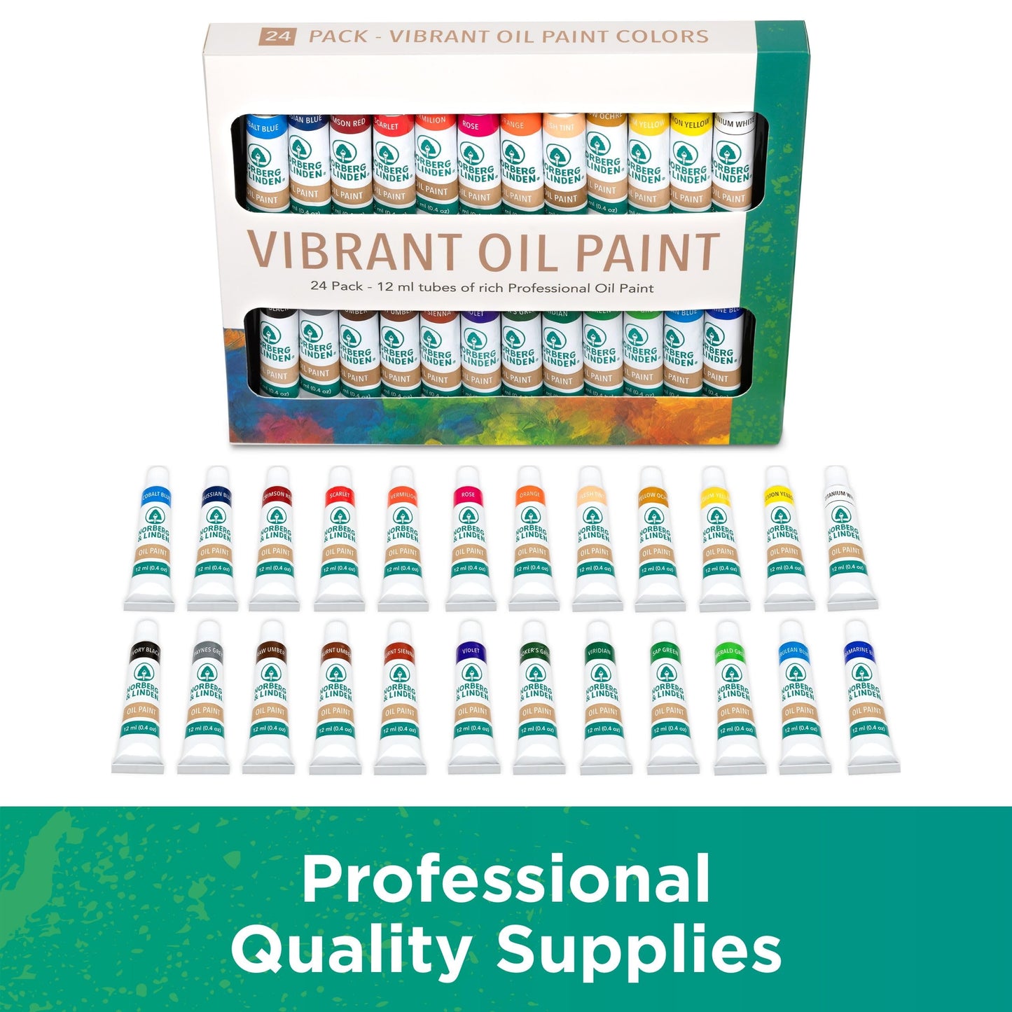 XXL Oil Paint Set - 24 Paints, 25 Brushes, 1 Canvas, and Art Palette - Oil Painting Supplies for Kids and Adults, Paint Supplies