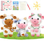 Crochet Kit for Beginners, Crochet Starter Kits for Adults w Step-by-Step Video Tutorials, Amigurumi Craft DIY Knitting Supplies, Crocheting Animals Kits, 3 Pcs Cow (40%+ Yarn)