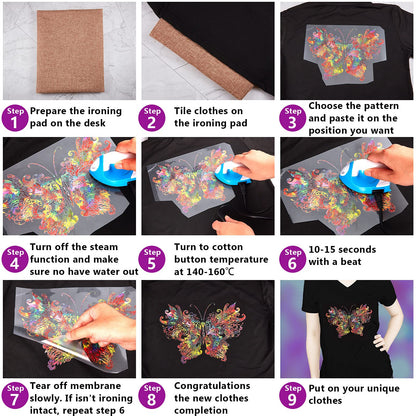 5 Pieces Butterfly Iron on Patches Heat Transfer Colorful Cute Stickers Washable DIY Iron on Transfer Decals for T-Shirt Jeans Backpacks Families Clothing Hat DIY Applique, 5 Styles