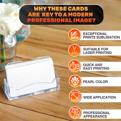 100 Pcs Sublimation Business Card Blanks – Double-Sided Aluminum Alloy Cards, Pearl Color, Thin & Smooth Sublimation Blanks for Printing & Personalization