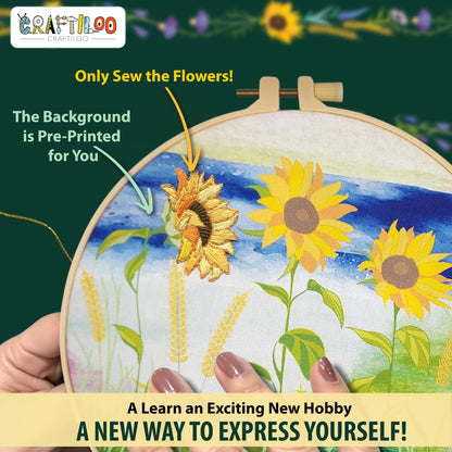 Embroidery kit for Beginners Cross Stitch for Beginners Needlepoint Kits for Adults Embroidery Kits Beginner Embroidery kit for Adults 4 Flowers