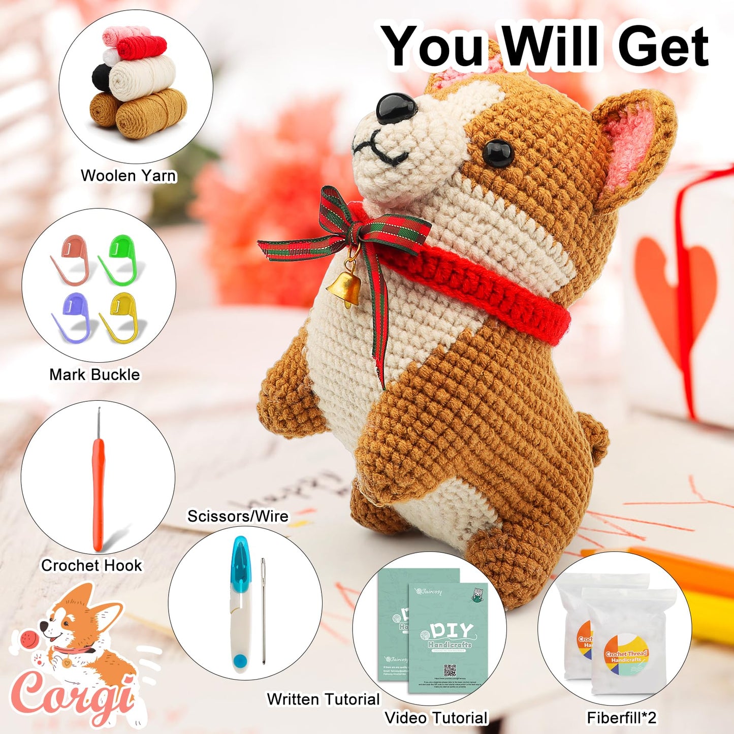 Animal Crochet Kit for Beginners: Includes Complete Tools Ample Yarn Step by Step Videos for Teens Adults - Perfect Amigurumi Kit for Indoor Entertainment & Long Journeys
