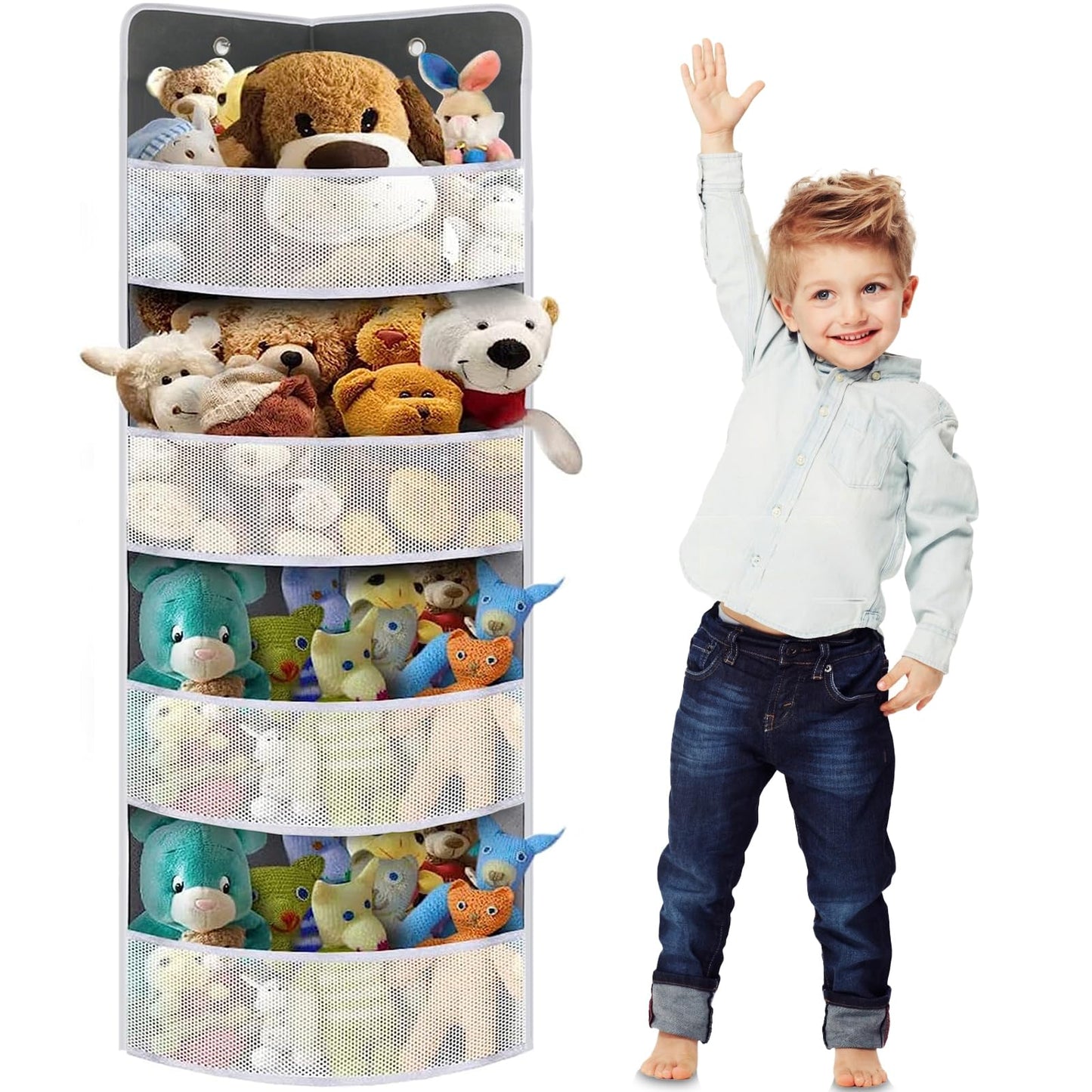 Soft Corner Shelf | Safe Hanging Organizer | Child-Friendly Wall Mount Storage | for Sundries, Toys, Stuffed Animals, Diapers | for Pantry Closet Bedroom Nursery Organization 1-Pack