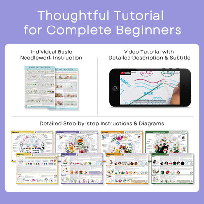 Embroidery Kit for Beginners, 4 Sets Cat Embroidery Kits, Needle Point Kits Adults Beginner, with Original Patterns, Detailed and Easy to Follow Step-by-Step Instructions