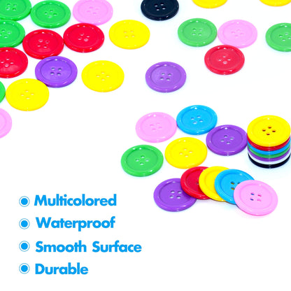 240 PCS in 8 colors Round Multicolored 4 holes Resin Buttons 25mm for Sewing Craft (1 Inch)