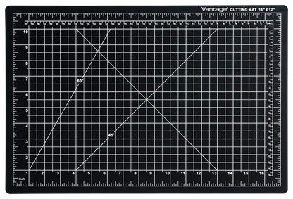 Vantage 10671 Premium Self-Healing Cutting Mat, 12"x18", 1/2" Grid, 5 Layers for Max Healing, Perfect for Crafts & Sewing, Black