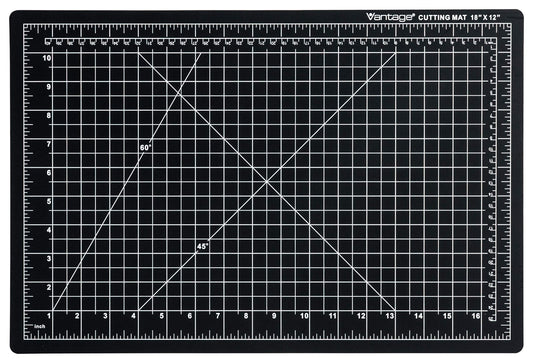 Vantage 10671 Premium Self-Healing Cutting Mat, 12"x18", 1/2" Grid, 5 Layers for Max Healing, Perfect for Crafts & Sewing, Black