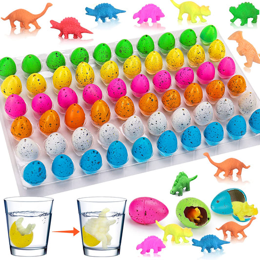 60PCS Small Hatching Dinosaur Eggs for Dinosaur Party Favors Birthday Goodie Treat Bag Stuffers Classroom Carnival Prizes Box Toys Bulk Pinata Fillers Novelty Grow in Water Dino Eggs with Toys Inside