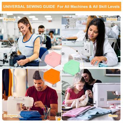 3 Pack Magnetic Seam Guide for Sewing Machine,Multifunctional Polygonal Hemmer Guide with Scale,Universal Sewing Quilting Supplies Accessories Tools(3 Color)