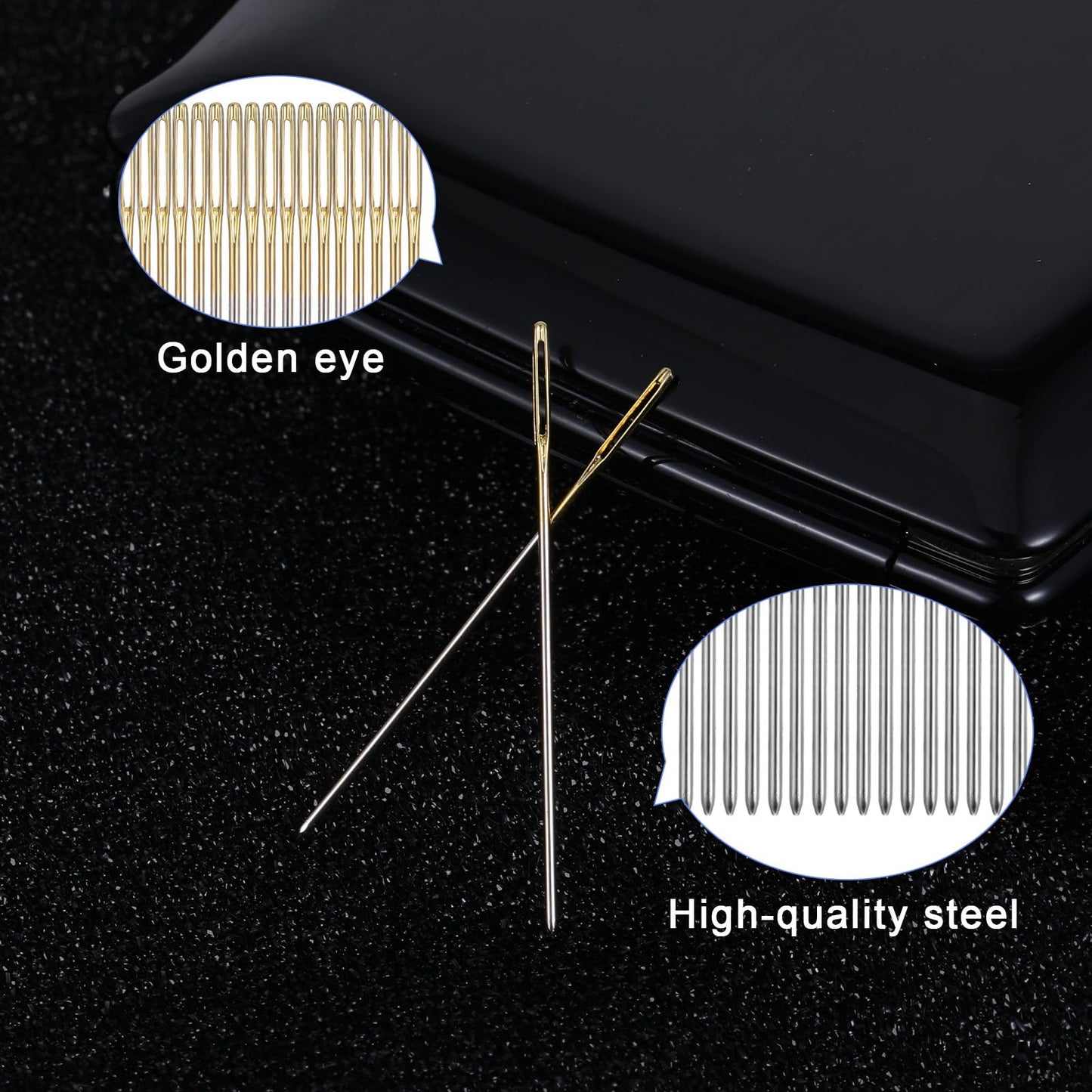 Cross Stitch Needles Size 26 Gauge Embroidery Hand Needles Sewing Needles, 100PCS Cross Stitch Needles + 2 Needle Threader in Transparent Box Large Eye Sewing Needles for Cross Stitching Supplies