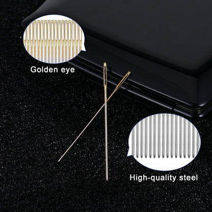 Cross Stitch Needles Size 26 Gauge Embroidery Hand Needles Sewing Needles, 100PCS Cross Stitch Needles + 2 Needle Threader in Transparent Box Large Eye Sewing Needles for Cross Stitching Supplies