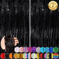 Black Fringe Curtain Party Streamers 2Pack 3.3x8.3 Ft Foil Fringe Backdrop Curtains for Birthday Wedding Bridal Baby Shower Halloween Decor Tinsel Streamers Black Party Decorations Door Streamers
