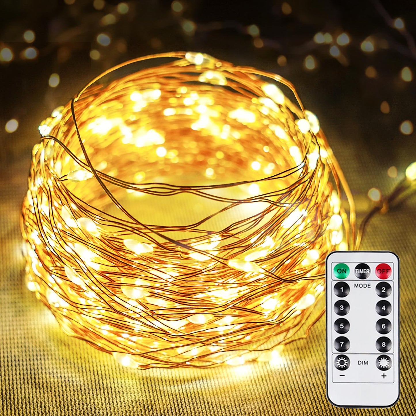 66FT 200 LED Christmas Fairy Lights Plug in with Remote and Timer, Waterproof Christmas String Lights Indoor Outdoor, Upgraded 8 Modes Twinkle String Lights for Bedroom Xmas Wedding Party(Warm White)