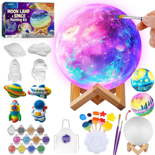 Paint Your Own Moon Lamp Kit, Cool Gifts DIY 3D Space Moon Night Light, Art Supplies Arts & Crafts Kit, Arts and Crafts for Kids Ages 8-12, Toys Girls Boy Birthday Gift Ages 3 4 5 6 7 8 9 10 11 12+