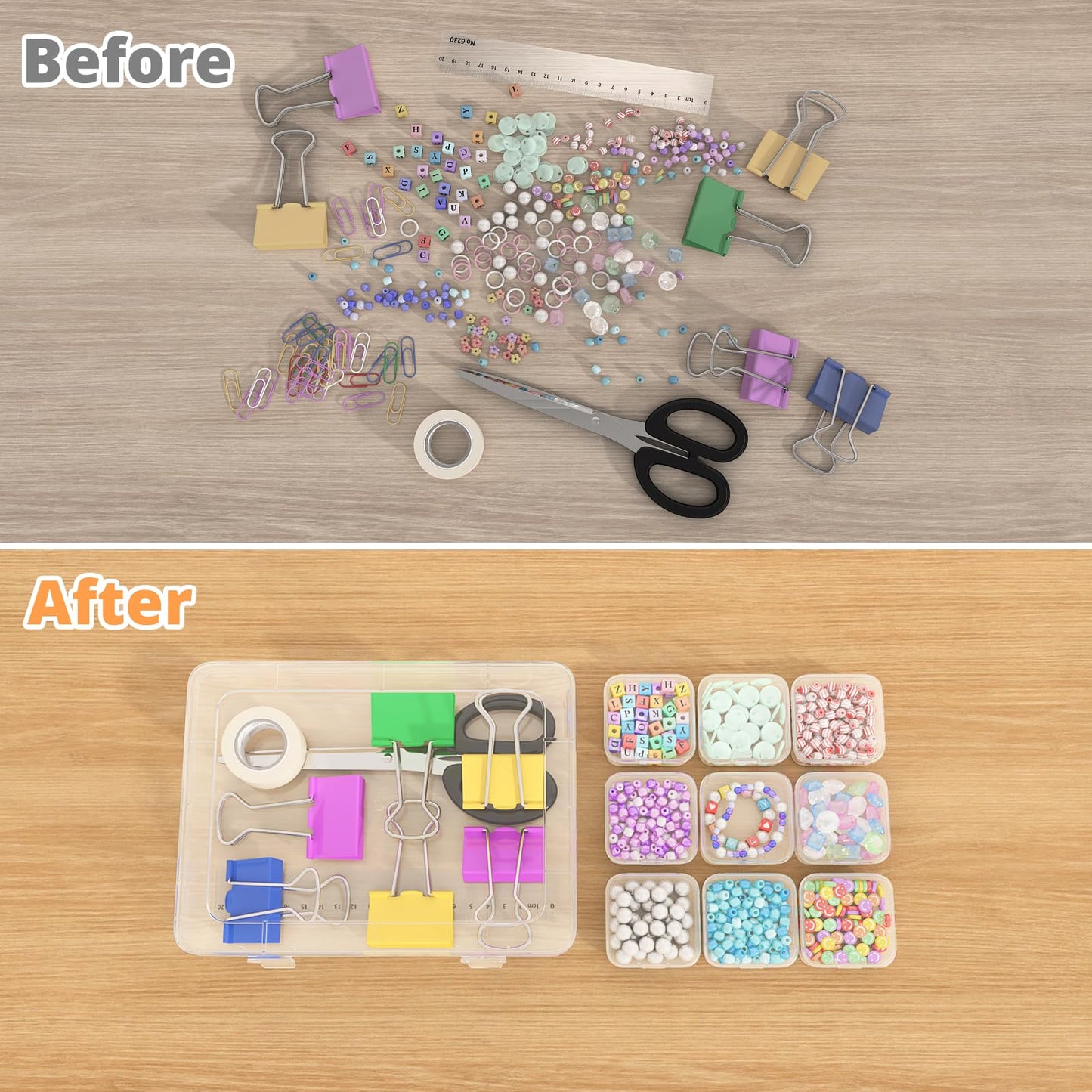 Bead Organizer Box, 31Pcs Small Bead Organizers and Storage Plastic Cases Mini Clear Bead Storage Containers Boxes with Hinged Lid and Rectangle for Bracelet Making DIY Jewelry Craft Nail