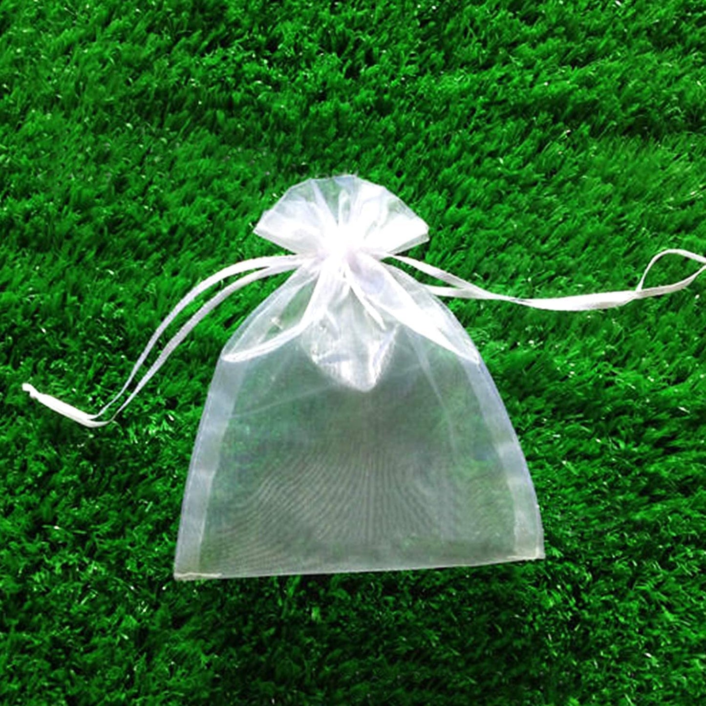 100PCS Sheer Organza Bags - White Wedding Favor With Drawstring, 4x6 Inches Jewelry Gift for Party, Festival, Makeup