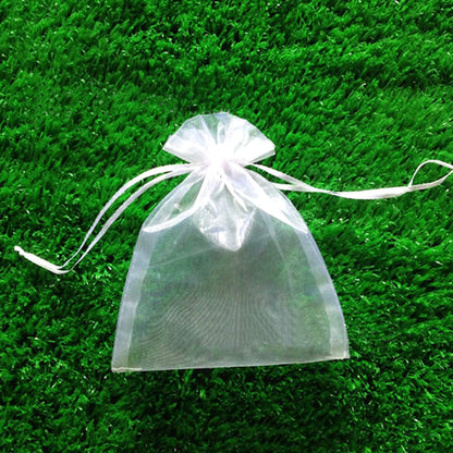 100PCS Sheer Organza Bags - White Wedding Favor With Drawstring, 4x6 Inches Jewelry Gift for Party, Festival, Makeup
