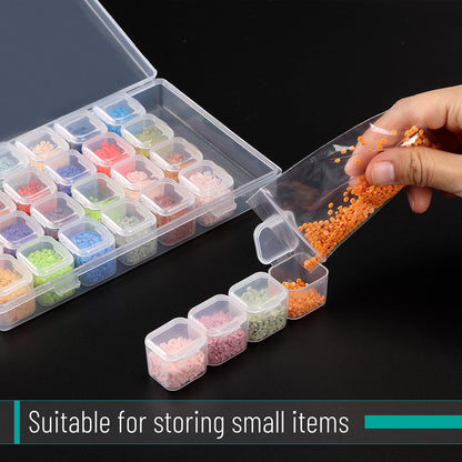 28 Grids, 2 Pack, Bead Storage Containers with 160pcs Label Stickers, Diamond Art, Bead Box, Diamond Painting Organizer